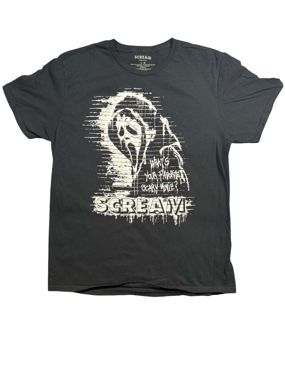 Scream Ghost Face What's Your Favorite Scary Movie T-Shirt Size Large
